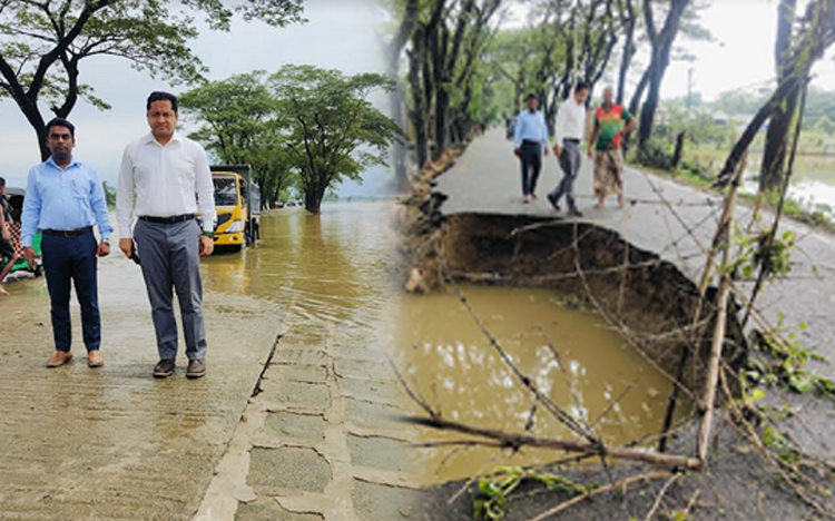 বন্যাকবলিত গোয়াইনঘাট, পানি কমছে ,স্পষ্ট হচ্ছে ক্ষতির চিত্র 