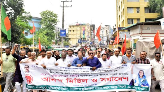 মুক্তিযোদ্ধা কোটা রায়কে স্বাগত জানিয়ে সিলেটে আনন্দ মিছিল