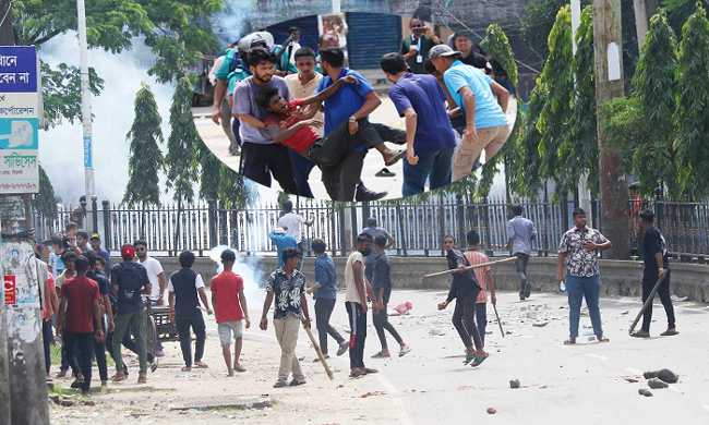 দফায় দফায় সংঘর্ষে শাবি এলাকা-আহত অর্ধশতাধিক