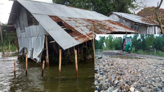 সিলেট বিভাগে পানি নামছে ধীরগতিতে, ভেসে উঠছে বন্যার ক্ষতচিত্র