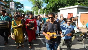 নির্বিচারে হত্যার’ প্রতিবাদে সিলেটে ‘গানমিছিল’`