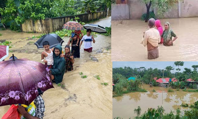 কমলগঞ্জে পানিবন্দী লাখো মানুষ, খাদ্য ও বিশুদ্ধ পানি সংকট