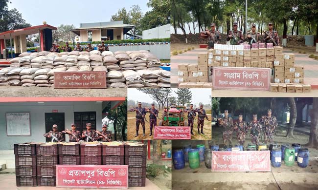 বিজিবি অভিযানে প্রায় কোটি টাকার চোরাচালান জব্দ