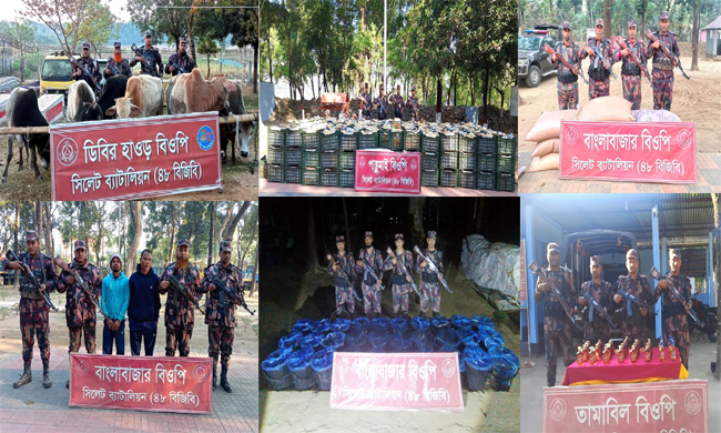 সীমান্তে ২ ভারতীয়সহ ৪৩ লক্ষাধিক টাকার চোরাচালান আটক করেছে বিজিবি