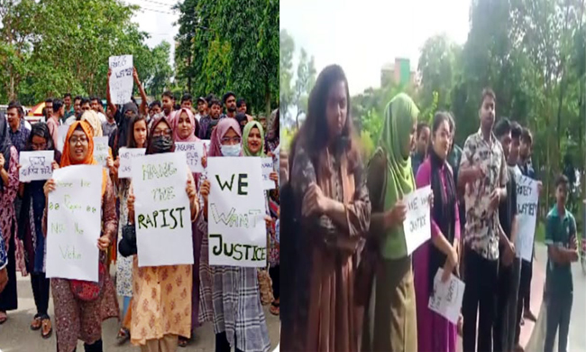 ধর্ষণে প্রতিবাদে বিক্ষোভ মিছিল উত্তাল শাবি শিক্ষার্থীরা