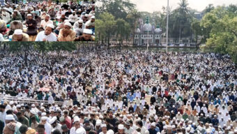 সিলেটে ঐতিহাসিক শাহী ঈদগাহ ময়দানে ঈদুল আজহার জামাতে মুসল্লিদের ঢল