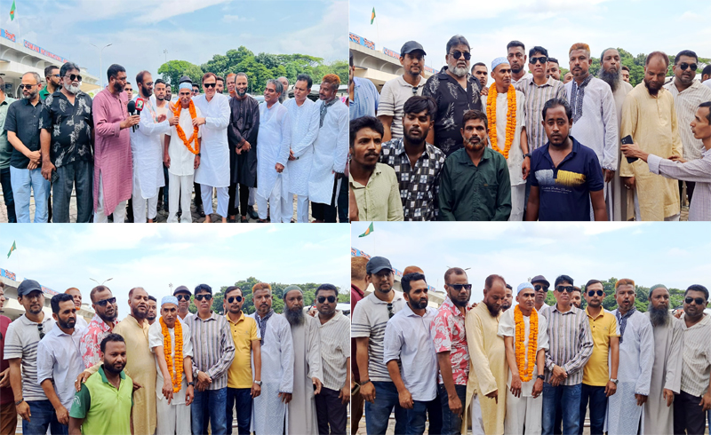 যুক্তরাজ্য যুবদল নেতা জুয়েল বক্স মনিকে সিলেট বিমানবন্দরে সংবর্ধনা