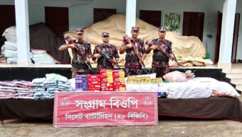 সিলেটে বিজিবির অভিযানে অর্ধকোটি টাকার ভারতীয় পণ্য ও প্রাণী আটক