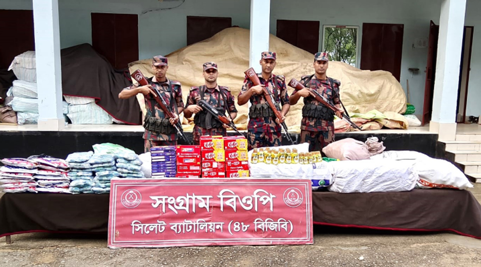 সিলেটে বিজিবির অভিযানে অর্ধকোটি টাকার ভারতীয় পণ্য ও প্রাণী আটক