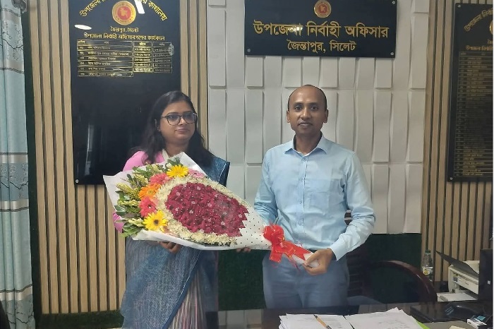 জৈন্তাপুরের নতুন ইউএনও সুনন্দা রায়ের দায়িত্ব গ্রহণ