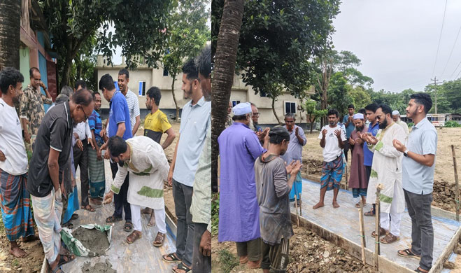 শান্তিগঞ্জের বড়মোহা গ্রামের মাদ্রাসা ও স্কুলের রাস্তা পাকাকরণ কাজের উদ্বোধন