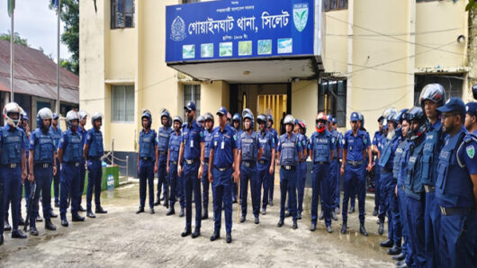 গোয়াইনঘাটে পুলিশের ফোর্স মবিলাইজেশন ড্রিল ও সপ্তাহব্যাপী ওয়ারেন্ট তামিল অভিযান