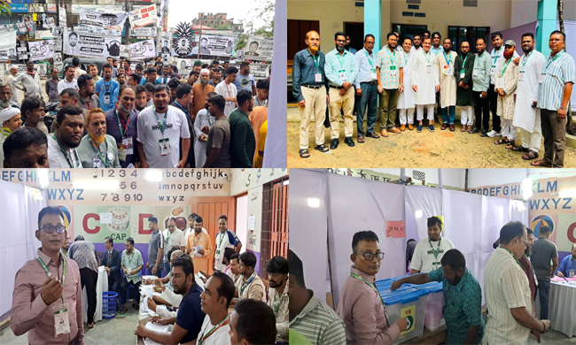 সিলেট নগরীর বৃহত্তর মদিনা মার্কেট ব্যবসায়ী সমিতির নির্বাচন উৎসব চলছে