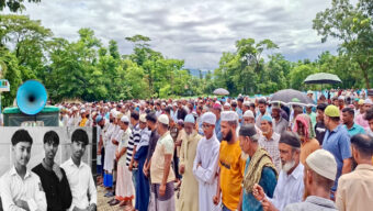 জাফলংয়ে তিন শিক্ষার্থীর এক কবরযাত্রা, শোকে স্তব্ধ গোয়াইনঘাট