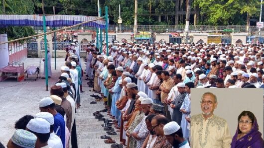 খুন হওয়া সাত্তার ও সুরাইয়া দম্পতির জানাযায় ঢল, প্রবাস থেকে এসে অংশ নিলেন ছেলে
