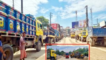 তামাবিলে সড়কের পাশে পাথর ডাম্পিং, মামার বাজার-মোহাম্মদপুরে যত্রতত্র ট্রাক পার্কিং; যানজটে ভোগান্তি