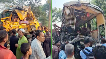 ভোরে বাস-ট্রাক সংঘর্ষে প্রাণ গেল ১৪ জনের-আহত ২০ জন