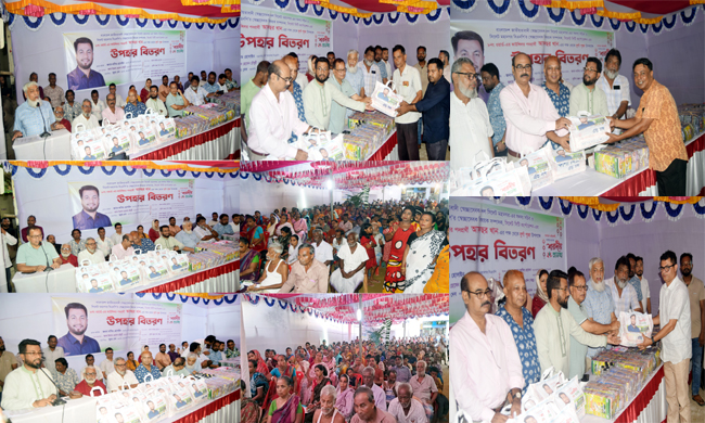 শারদীয় দুর্গাপূজা উপলক্ষে সিলেট মহানগর স্বেচ্ছাসেবক দলের সদস্য সচিব আফসর খানের উদ্যোগে উপহার সামগ্রী বিতরণ